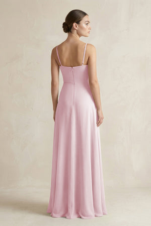 A - Line Chiffon Spaghetti Strap Bridesmaid Dress in Candy Pink - SHE IS ME Bridesmaid Dresses