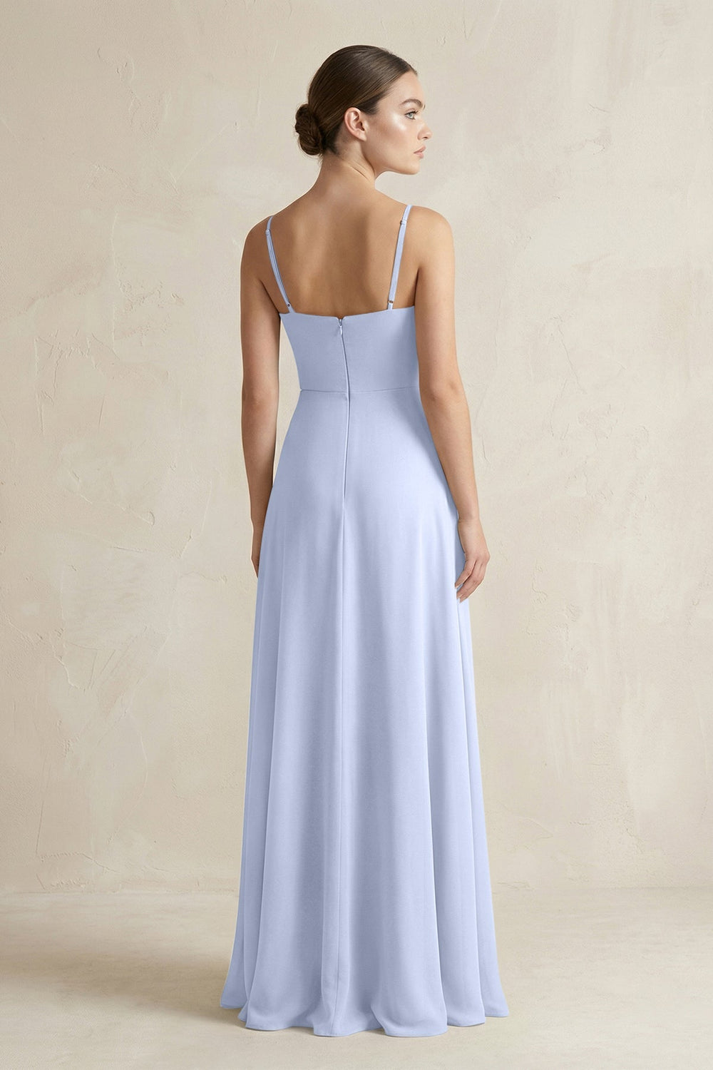 A - Line Chiffon Spaghetti Strap Bridesmaid Dress in Ice - SHE IS ME Bridesmaid Dresses