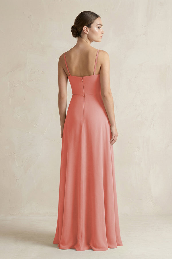 A - Line Chiffon Spaghetti Strap Bridesmaid Dress in Mulberry - SHE IS ME Bridesmaid Dresses