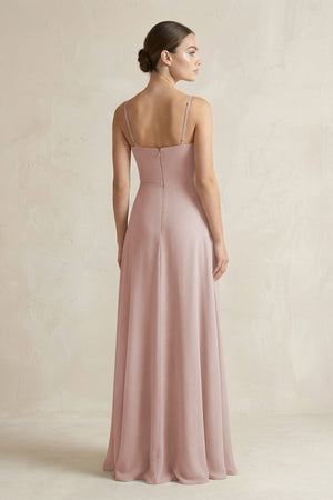 A - Line Chiffon Spaghetti Strap Bridesmaid Dress in Toffee - SHE IS ME Bridesmaid Dresses