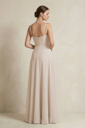 A - Line Ruffled Spaghetti Strap Chiffon Bridesmaid Dress in Frost - SHE IS ME Bridesmaid Dresses
