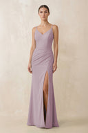 Cami Strap Chiffon Sheath Bridesmaid Gown in Dusk - SHE IS ME Bridesmaid Dresses