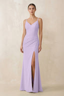 Cami Strap Chiffon Sheath Bridesmaid Gown in Lavender - SHE IS ME Bridesmaid Dresses