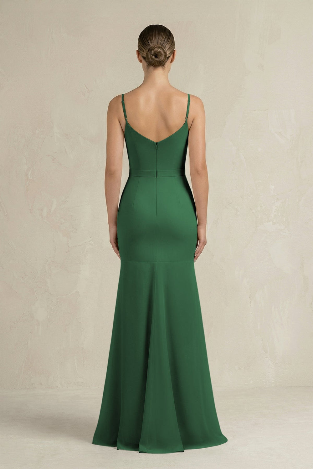 Cami Strap Mermaid Ruffled Chiffon Bridesmaid Dress in Dark Green - SHE IS ME Bridesmaid Dresses