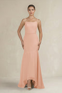 Cami Strap Mermaid Ruffled Chiffon Bridesmaid Dress in English Rose - SHE IS ME Bridesmaid Dresses