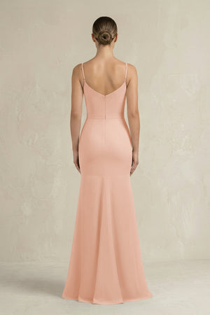 Cami Strap Mermaid Ruffled Chiffon Bridesmaid Dress in English Rose - SHE IS ME Bridesmaid Dresses