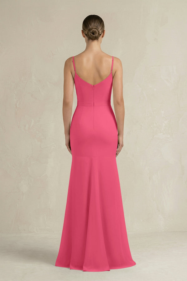 Cami Strap Mermaid Ruffled Chiffon Bridesmaid Dress in Fuchsia - SHE IS ME Bridesmaid Dresses
