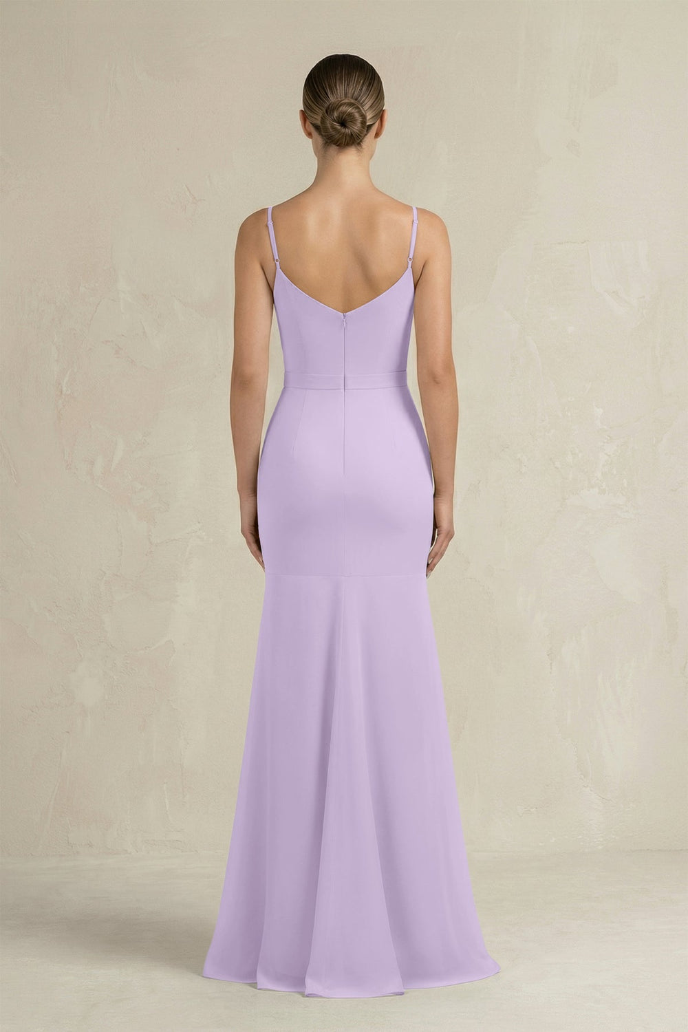 Cami Strap Mermaid Ruffled Chiffon Bridesmaid Dress in Lavender - SHE IS ME Bridesmaid Dresses
