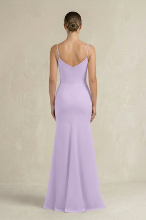 Cami Strap Mermaid Ruffled Chiffon Bridesmaid Dress in Lavender - SHE IS ME Bridesmaid Dresses