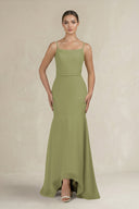 Cami Strap Mermaid Ruffled Chiffon Bridesmaid Dress in Moss Green - SHE IS ME Bridesmaid Dresses