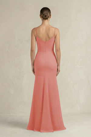 Cami Strap Mermaid Ruffled Chiffon Bridesmaid Dress in Mulberry - SHE IS ME Bridesmaid Dresses