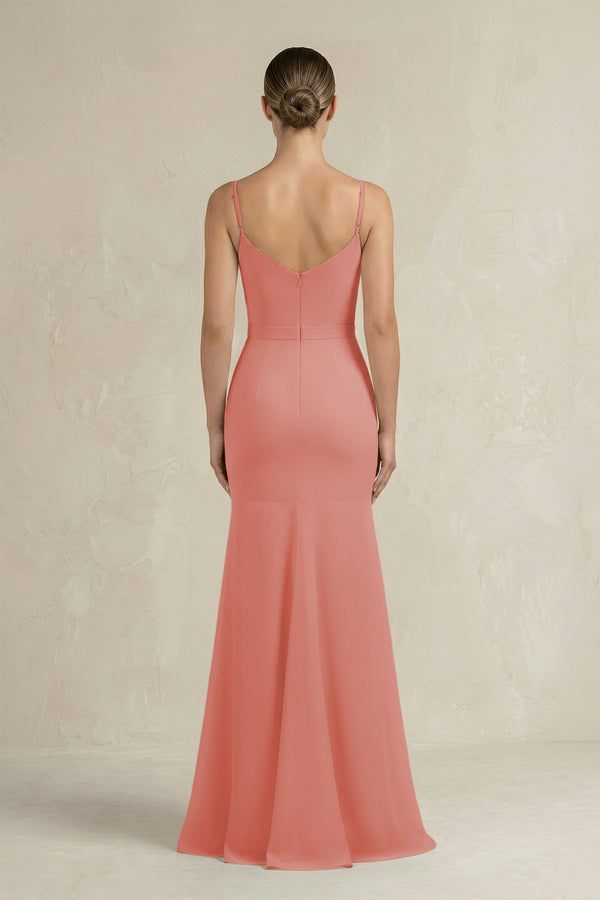 Cami Strap Mermaid Ruffled Chiffon Bridesmaid Dress in Mulberry - SHE IS ME Bridesmaid Dresses