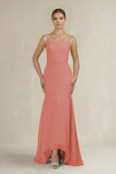 Cami Strap Mermaid Ruffled Chiffon Bridesmaid Dress in Mulberry - SHE IS ME Bridesmaid Dresses