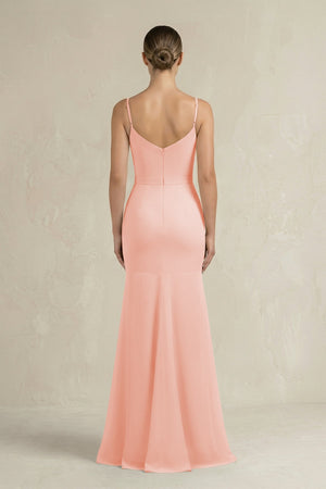 Cami Strap Mermaid Ruffled Chiffon Bridesmaid Dress in Rose Petal - SHE IS ME Bridesmaid Dresses