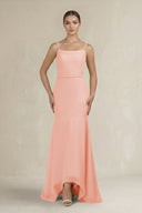 Cami Strap Mermaid Ruffled Chiffon Bridesmaid Dress in Rose Petal - SHE IS ME Bridesmaid Dresses