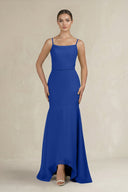 Cami Strap Mermaid Ruffled Chiffon Bridesmaid Dress in Royal Blue - SHE IS ME Bridesmaid Dresses