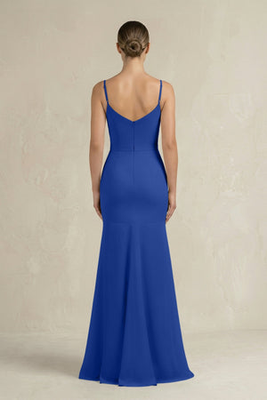 Cami Strap Mermaid Ruffled Chiffon Bridesmaid Dress in Royal Blue - SHE IS ME Bridesmaid Dresses