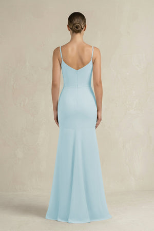 Cami Strap Mermaid Ruffled Chiffon Bridesmaid Dress in Sky Blue - SHE IS ME Bridesmaid Dresses