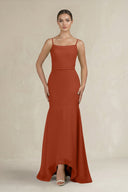 Cami Strap Mermaid Ruffled Chiffon Bridesmaid Dress in Spice - SHE IS ME Bridesmaid Dresses