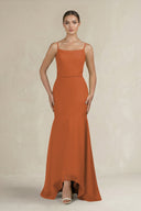 Cami Strap Mermaid Ruffled Chiffon Bridesmaid Dress in Terracotta - SHE IS ME Bridesmaid Dresses