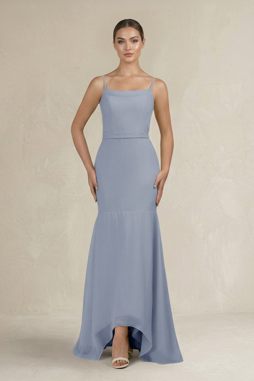 Cami Strap Mermaid Ruffled Chiffon Bridesmaid Dress in Twilight - SHE IS ME Bridesmaid Dresses