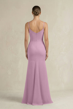 Cami Strap Mermaid Ruffled Chiffon Bridesmaid Dress in Wisteria - SHE IS ME Bridesmaid Dresses