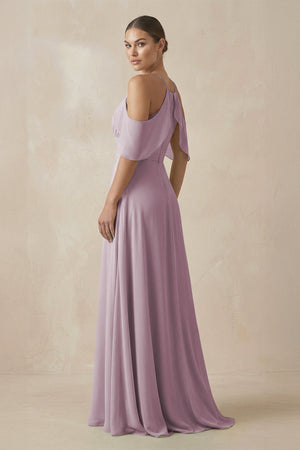 Chiffon A - Line Long Bridesmaid Dress in Dusk - SHE IS ME Bridesmaid Dresses