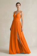 A-Line Spaghetti Strap Chiffon Bridesmaid Dress in Cinnamon - SHE IS ME BRIDESMAID DRESSES