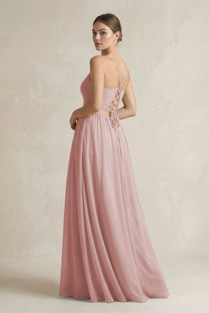 A-Line Spaghetti Strap Chiffon Bridesmaid Dress in Dusty Rose - SHE IS ME BRIDESMAID DRESSES