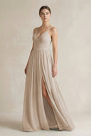 A-Line Spaghetti Strap Chiffon Bridesmaid Dress in Frost - SHE IS ME BRIDESMAID DRESSES