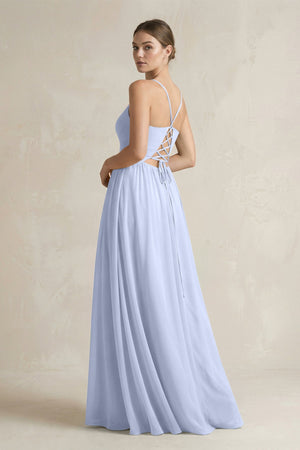 A-Line Spaghetti Strap Chiffon Bridesmaid Dress in Ice - SHE IS ME BRIDESMAID DRESSES