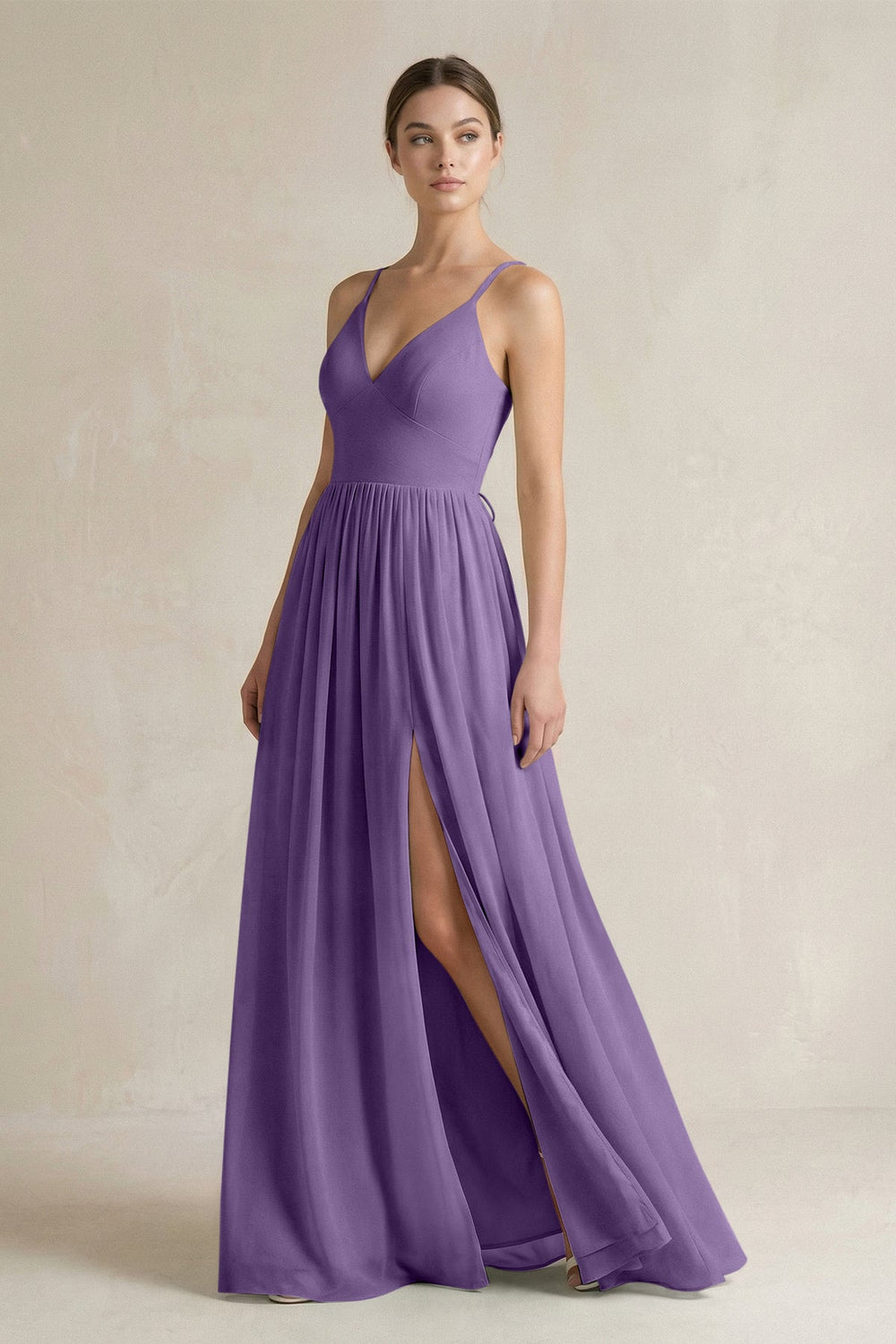 A-Line Spaghetti Strap Chiffon Bridesmaid Dress in Tahiti - SHE IS ME BRIDESMAID DRESSES