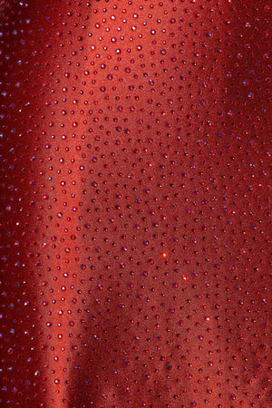 Halter Beaded Gown With Slit in Red - SHE IS ME