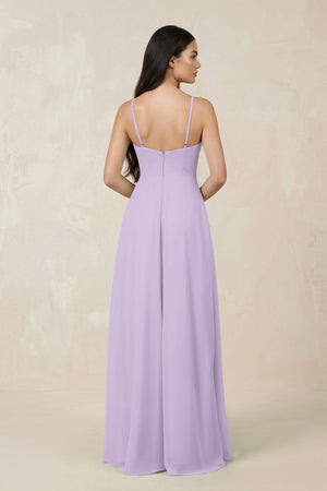 Halter Chiffon A - Line Bridesmaid Dress With Slit in Lavender - SHE IS ME Bridesmaid Dresses