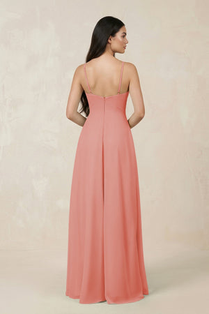 Halter Chiffon A - Line Bridesmaid Dress With Slit in Mulberry - SHE IS ME Bridesmaid Dresses