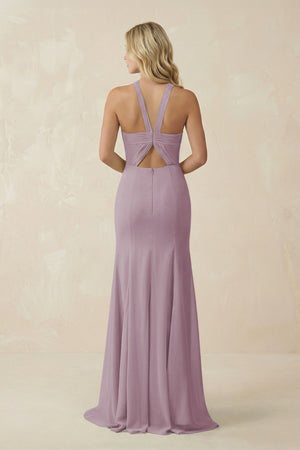 Halter Chiffon Mermaid Ruched Bridesmaid Dress in Dusk - SHE IS ME Bridesmaid Dresses