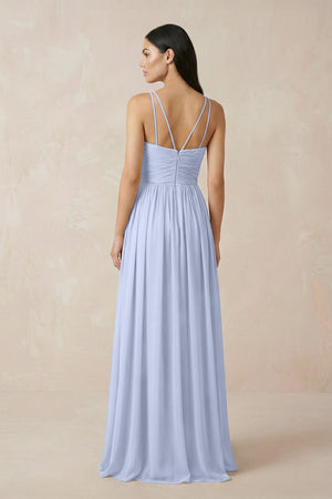 Halter Neck A - Line Chiffon Bridesmaid Dress in Ice - SHE IS ME Bridesmaid Dresses