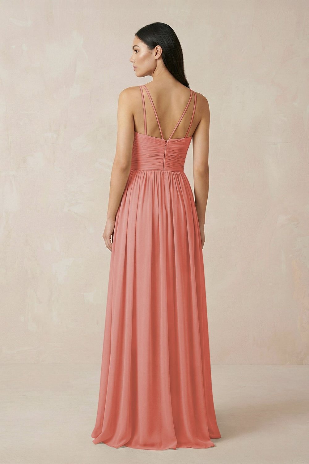Halter Neck A - Line Chiffon Bridesmaid Dress in Mulberry - SHE IS ME Bridesmaid Dresses