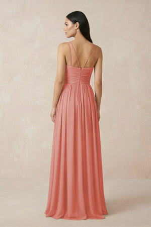 Halter Neck A - Line Chiffon Bridesmaid Dress in Mulberry - SHE IS ME Bridesmaid Dresses