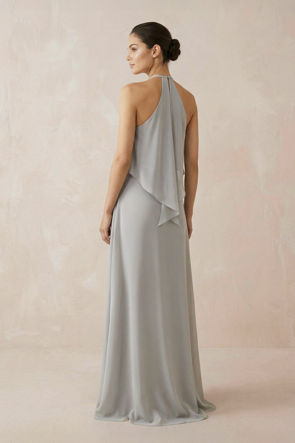Halter Sheath Ruffled Chiffon Bridesmaid Dress - SHE IS ME Bridesmaid Dresses