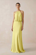 Halter Sheath Ruffled Chiffon Bridesmaid Dress in Buttercup - SHE IS ME Bridesmaid Dresses