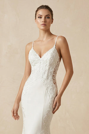 Lace Cami Strap Mermaid Wedding Dress in Ivory - SHE IS ME Wedding Dresses