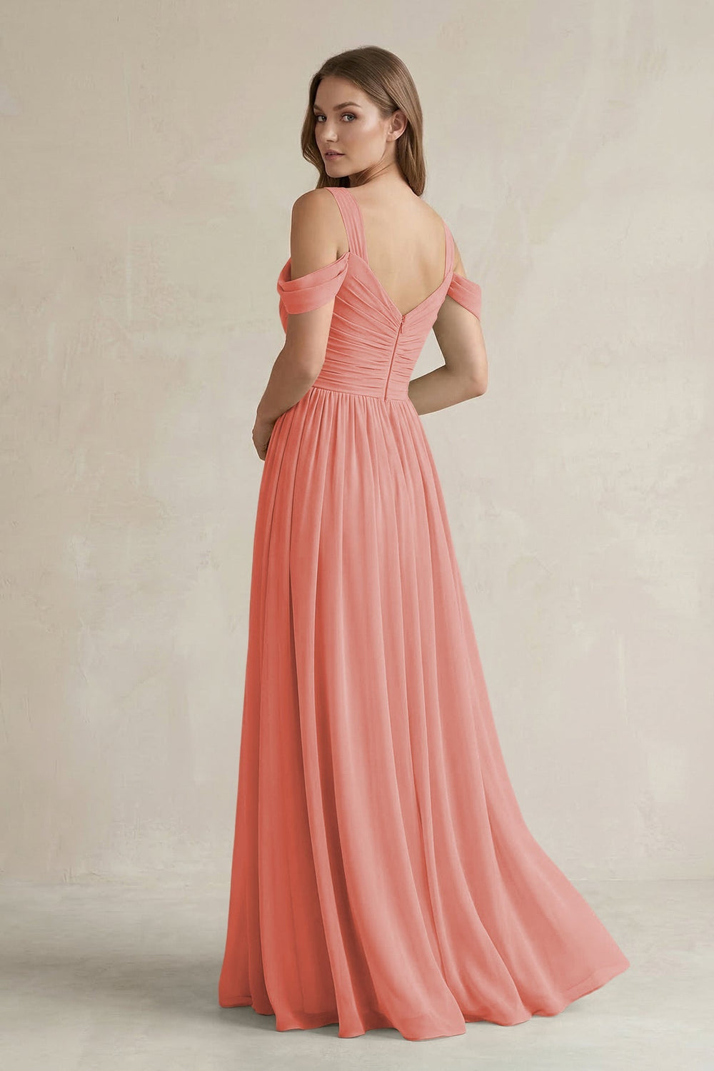 Off - the - Shoulder A - Line Chiffon Bridesmaid Dress With Slit in Mulberry - SHE IS ME Bridesmaid Dresses