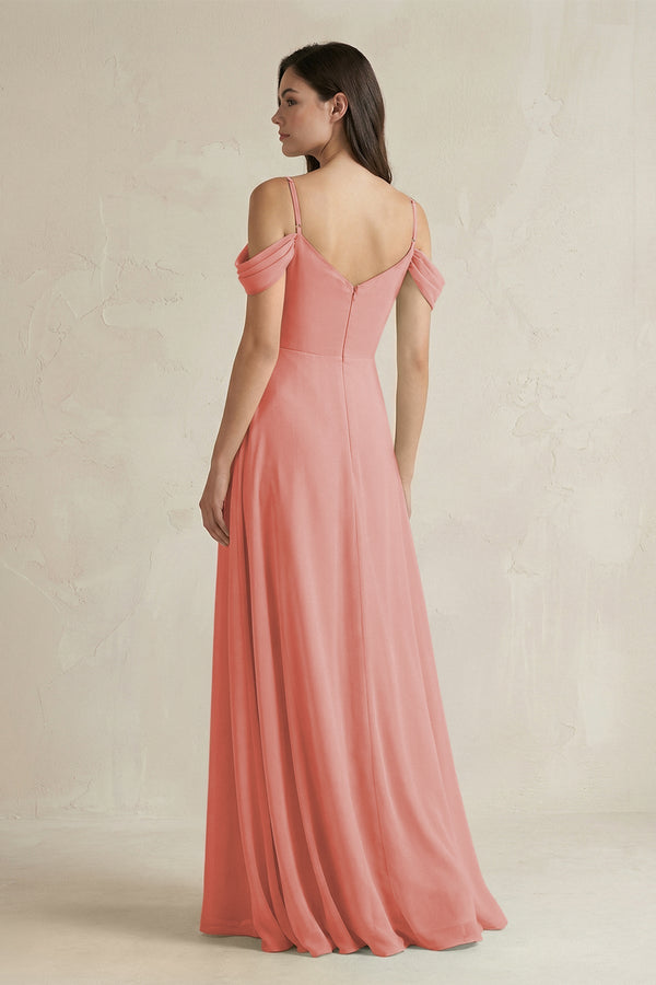 Off - the - Shoulder Chiffon A - Line Bridesmaid Dress in Mulberry - SHE IS ME Bridesmaid Dresses