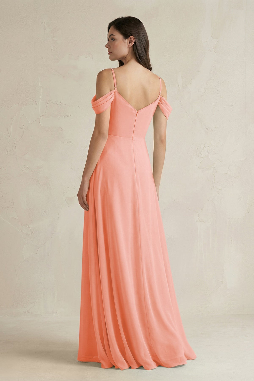 Off - the - Shoulder Chiffon A - Line Bridesmaid Dress in Rosette - SHE IS ME Bridesmaid Dresses