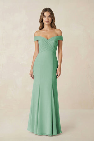 Off - the Shoulder Mermaid Chiffon Bridesmaid Dress - SHE IS ME Bridesmaid Dresses