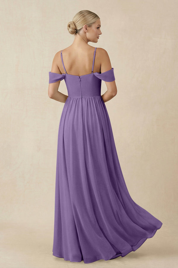 Off - the - Shoulder Sweetheart A - Line Chiffon Bridesmaid Dress in Tahiti - SHE IS ME Bridesmaid Dresses