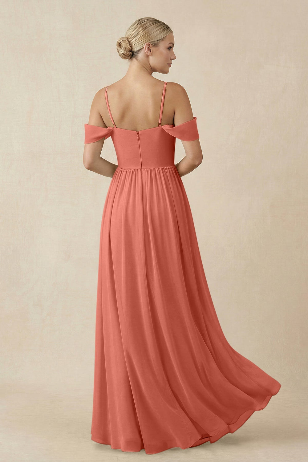 Off - the - Shoulder Sweetheart A - Line Chiffon Bridesmaid Dress in Wild Rose - SHE IS ME Bridesmaid Dresses
