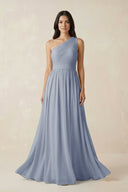 One - Shoulder Pleated Chiffon Bridesmaid Gown in Twilight - SHE IS ME Bridesmaid Dresses