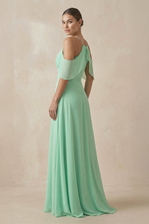 Chiffon A-Line Long Bridesmaid Dress in Pale Pistachio - SHE IS ME BRIDESMAID DRESSES